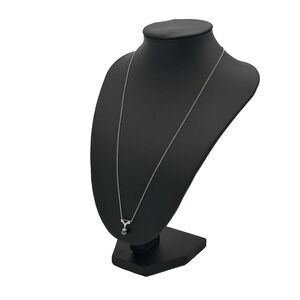 Sterling Silver Black Cultured Pearl Pendant Necklace 925 Minimalist Simple Chic